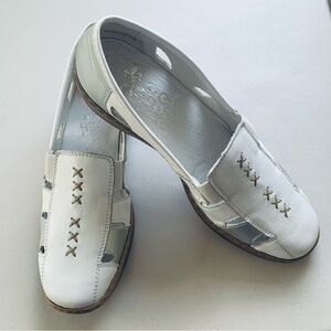NEW  RIEKER  WHITE LEATHER SLIP-ON CUTOUT DESIGH LOAFERS US size 7,5  EUR 38